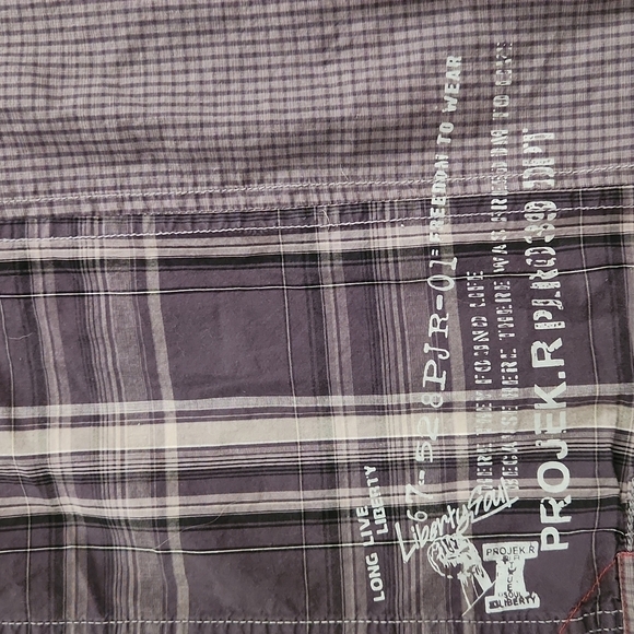 3/$20 ProjekRaw Gray Plaid Design Button-Up Shirt - Picture 3 of 12